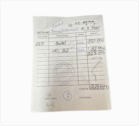Unreadable Receipt